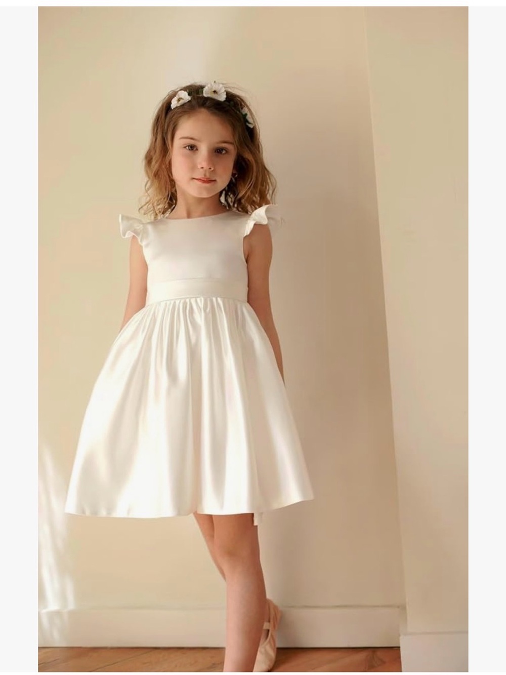 Amazon White Flutter-Sleeve Girls Formal Dress